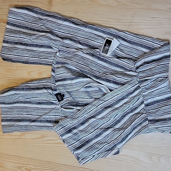 ECI New York Navy, Cream And Tan Linen JUMPER Nwt Size MEDIUM - Picture 7 of 9